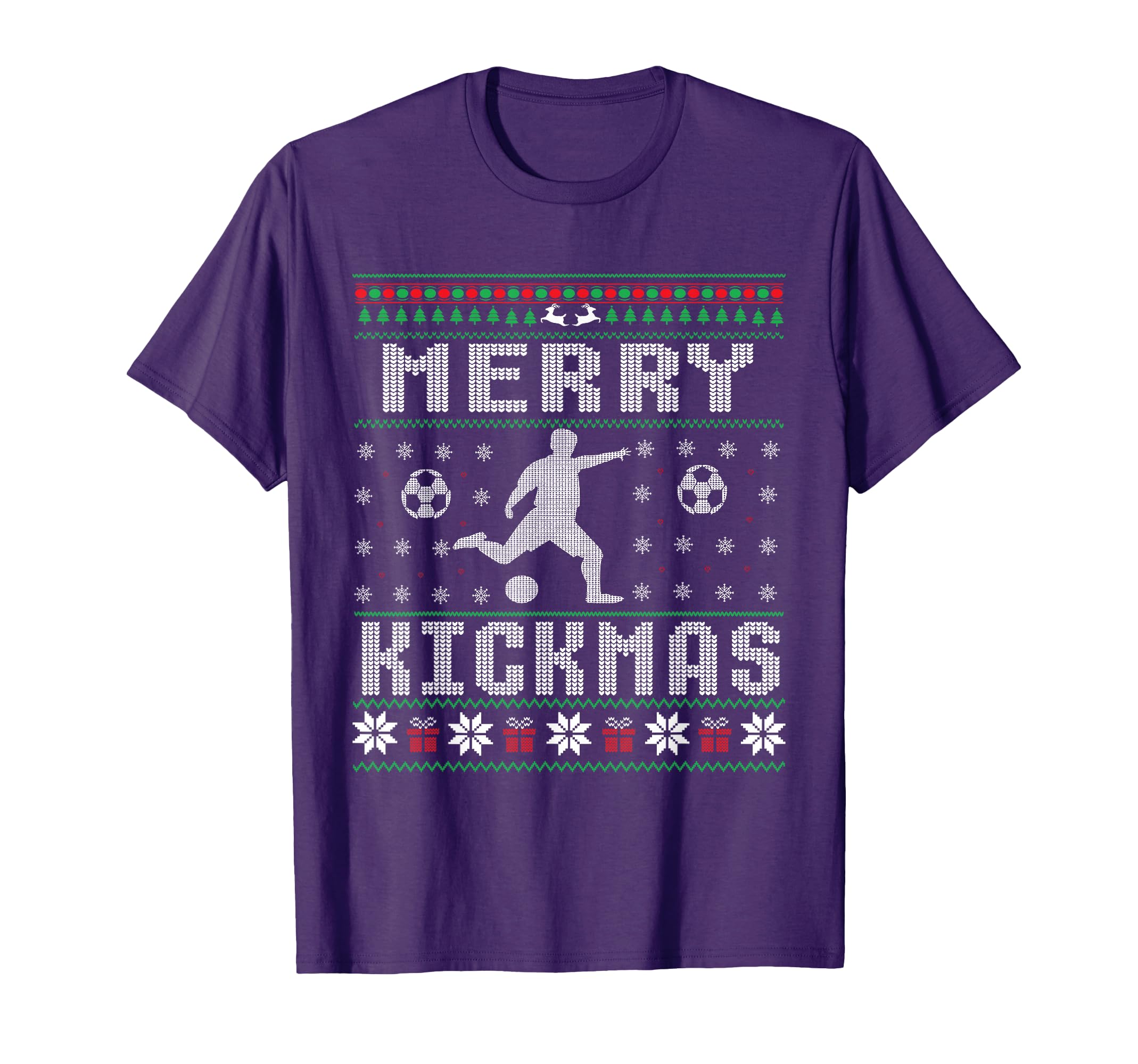 Merry Kickmas Soccer Player Ugly T-Shirt - Novelty Apparel Unisex - T-Shirt, Sweatshirt, Hoodie