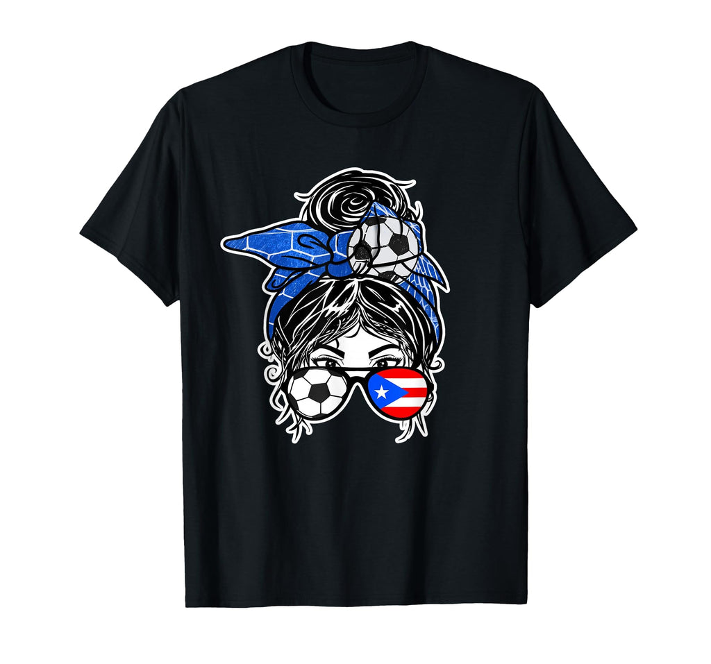 Messy Bun Hair Puerto Rican Soccer T-Shirt - Trendy Graphic for Adults - T-Shirt, Sweatshirt, Hoodie