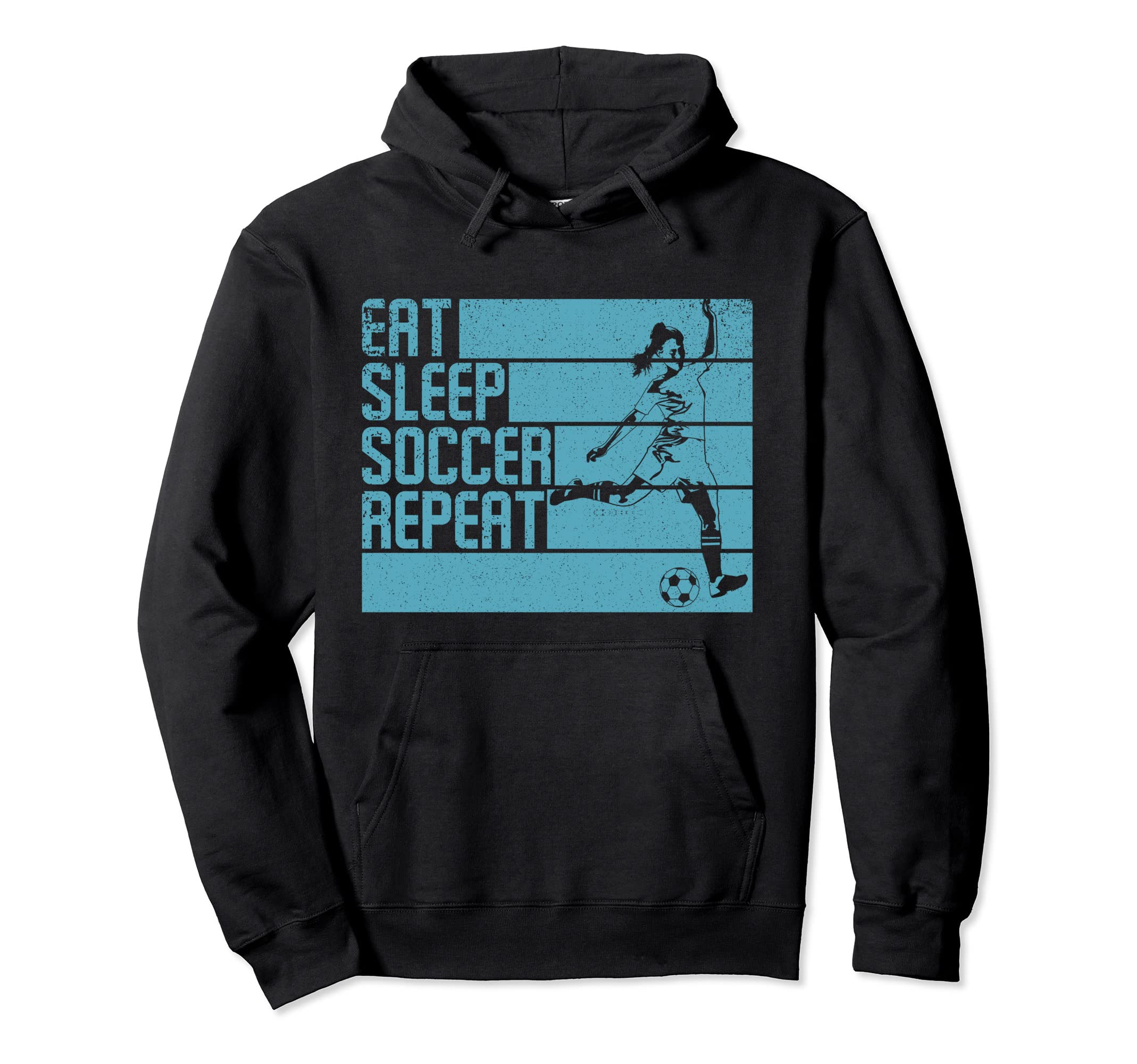 Eat Sleep Soccer Repeat Funny Footballer Hoodie - Minimalist Print Unisex - T-Shirt, Sweatshirt, Hoodie