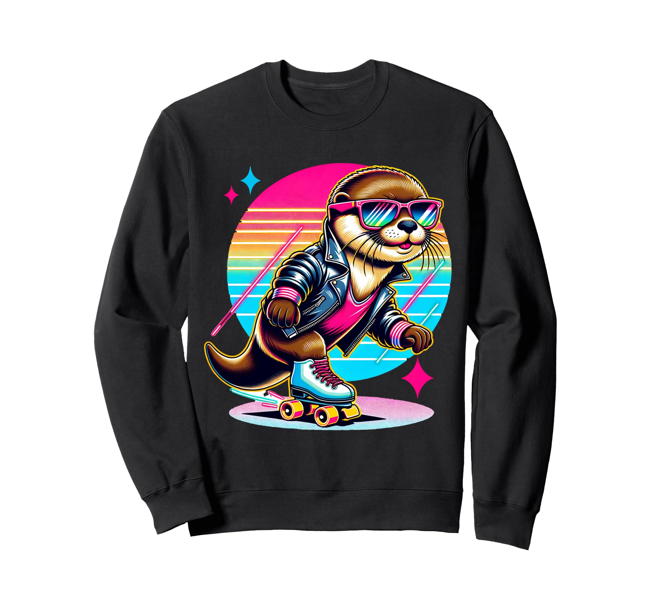 Otter Roller Skates And Sunglasses Sweatshirt - Trendy Graphic Unisex - T-Shirt, Sweatshirt, Hoodie