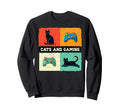 Games Gamer Cats And Gaming Cat Sweatshirt - Novelty Apparel for Adults - T-Shirt, Sweatshirt, Hoodie