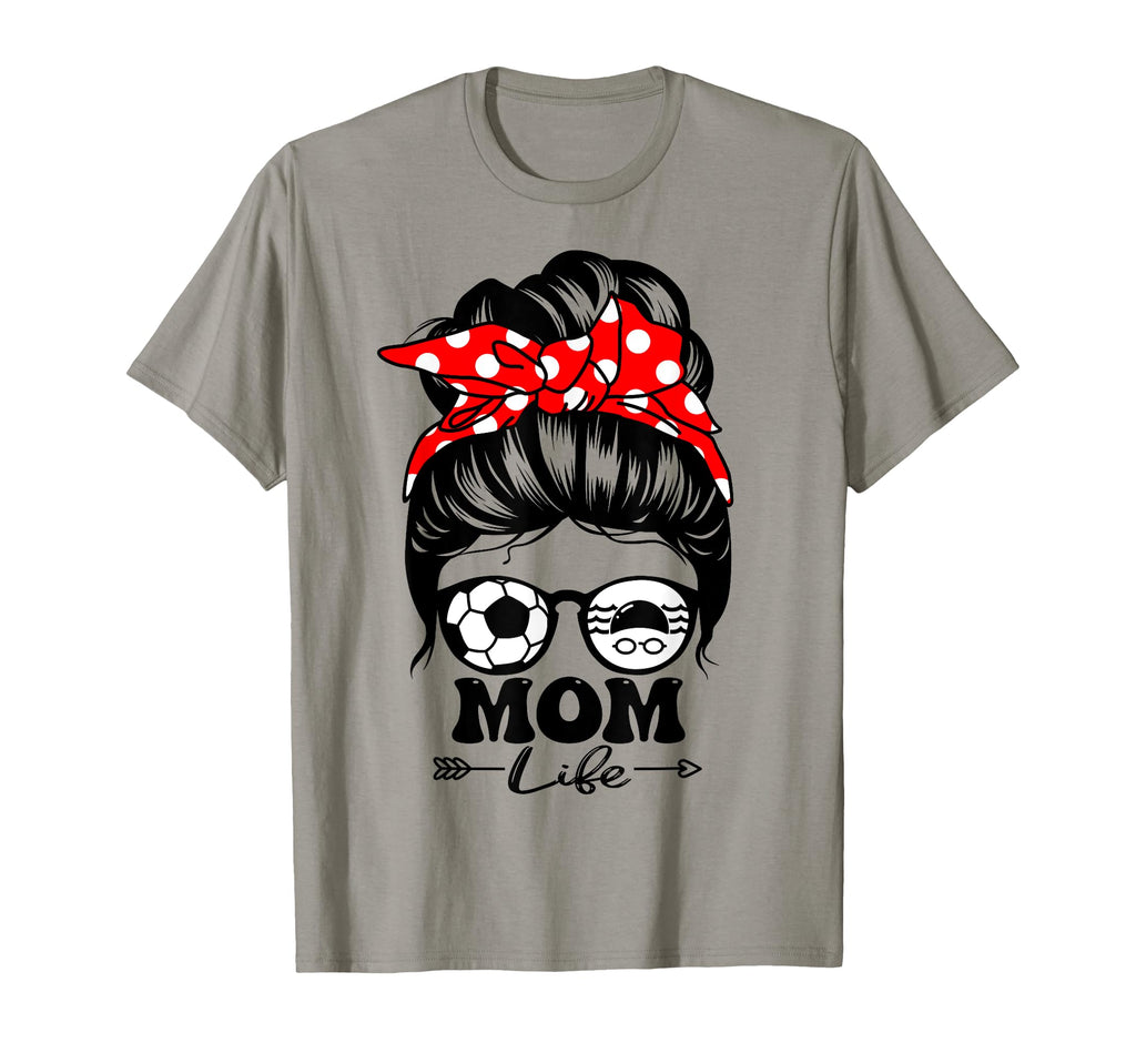 Mom Life Messy Bun Hair Funny Swim T-Shirt - Graphic Print Men Women - T-Shirt, Sweatshirt, Hoodie