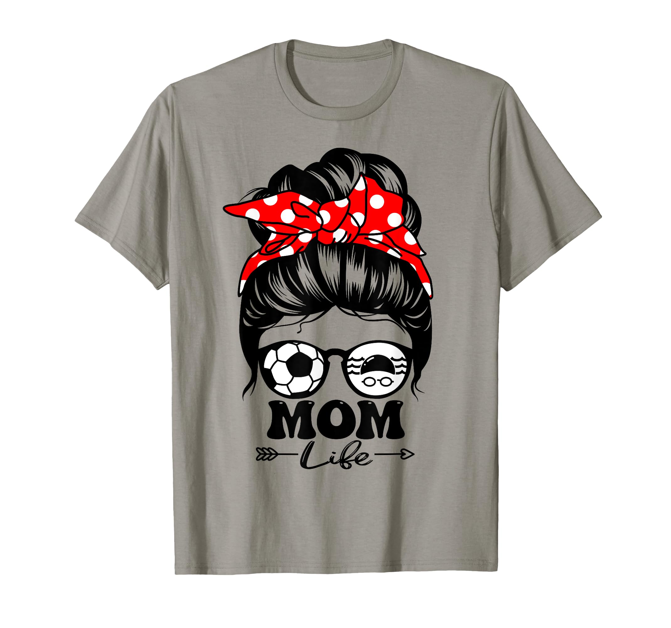 Mom Life Messy Bun Hair Funny Swim T-Shirt - Novelty Apparel Men Women - T-Shirt, Sweatshirt, Hoodie