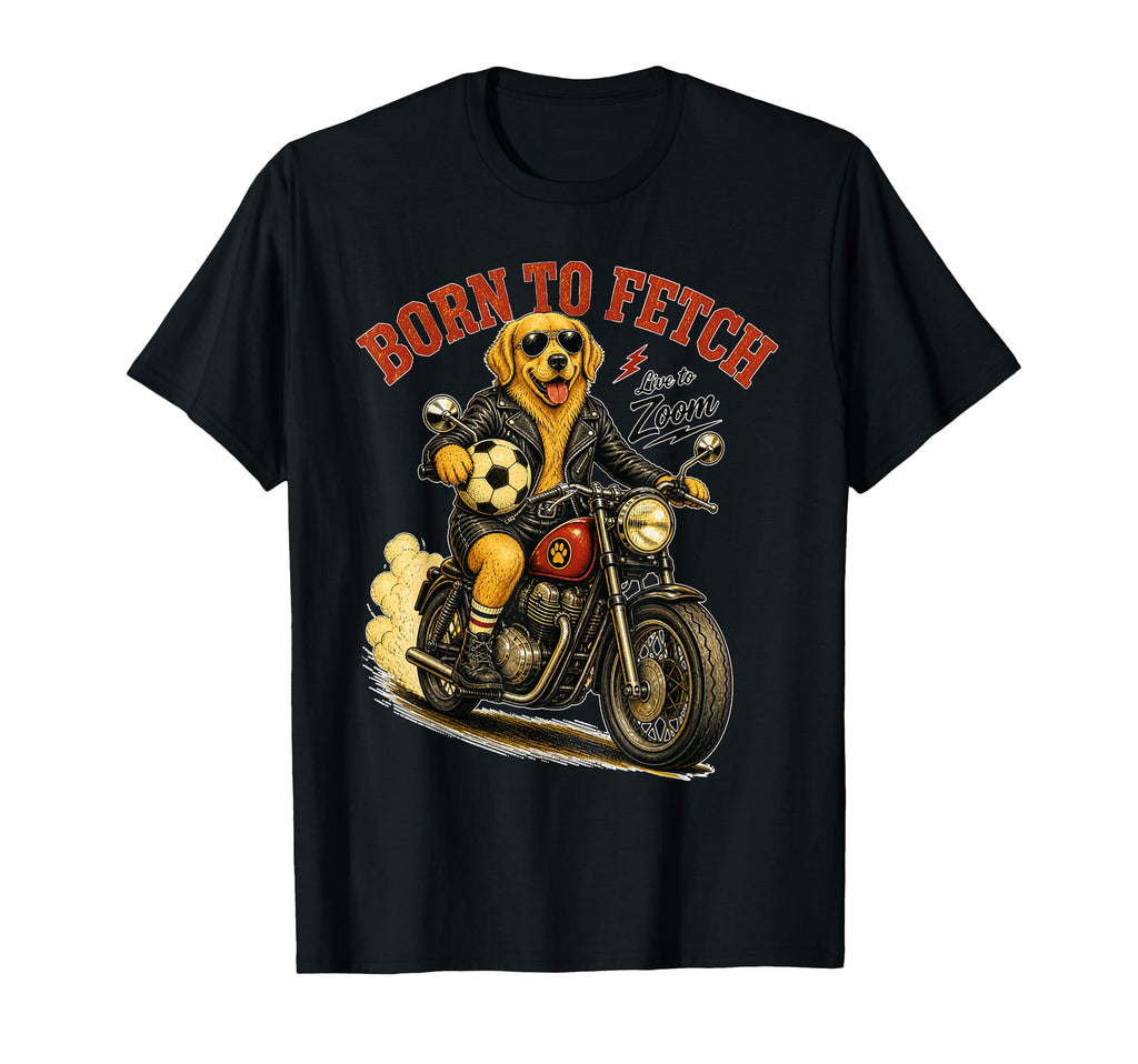 Golden Retriever Motorbike Love T-Shirt - Minimalist Print for Adults - T-Shirt, Sweatshirt, Hoodie