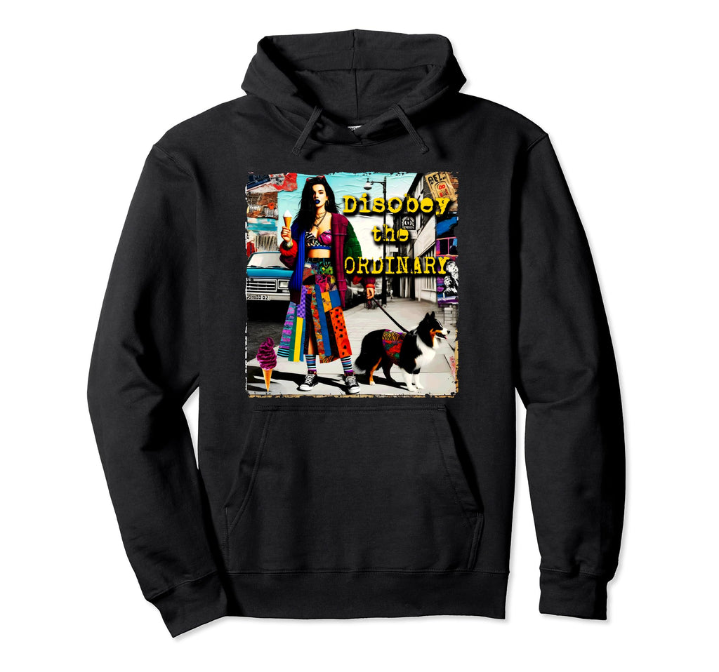 90S Dog Pop Punk Grunge Colorful Distressed Hoodie - Graphic Print Unisex - T-Shirt, Sweatshirt, Hoodie