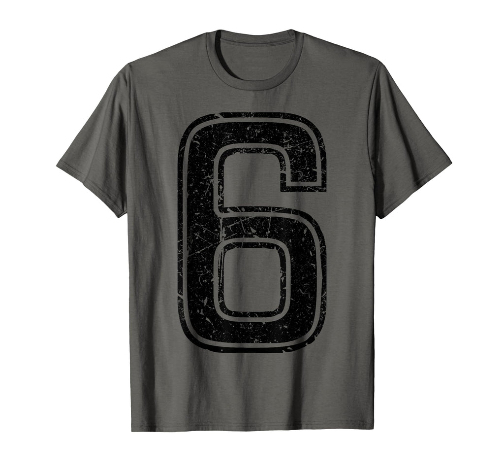 Black Sports Team Number 6 T-Shirt - Trendy Graphic Unisex - T-Shirt, Sweatshirt, Hoodie