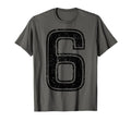 Black Sports Team Number 6 T-Shirt - Trendy Graphic Unisex - T-Shirt, Sweatshirt, Hoodie