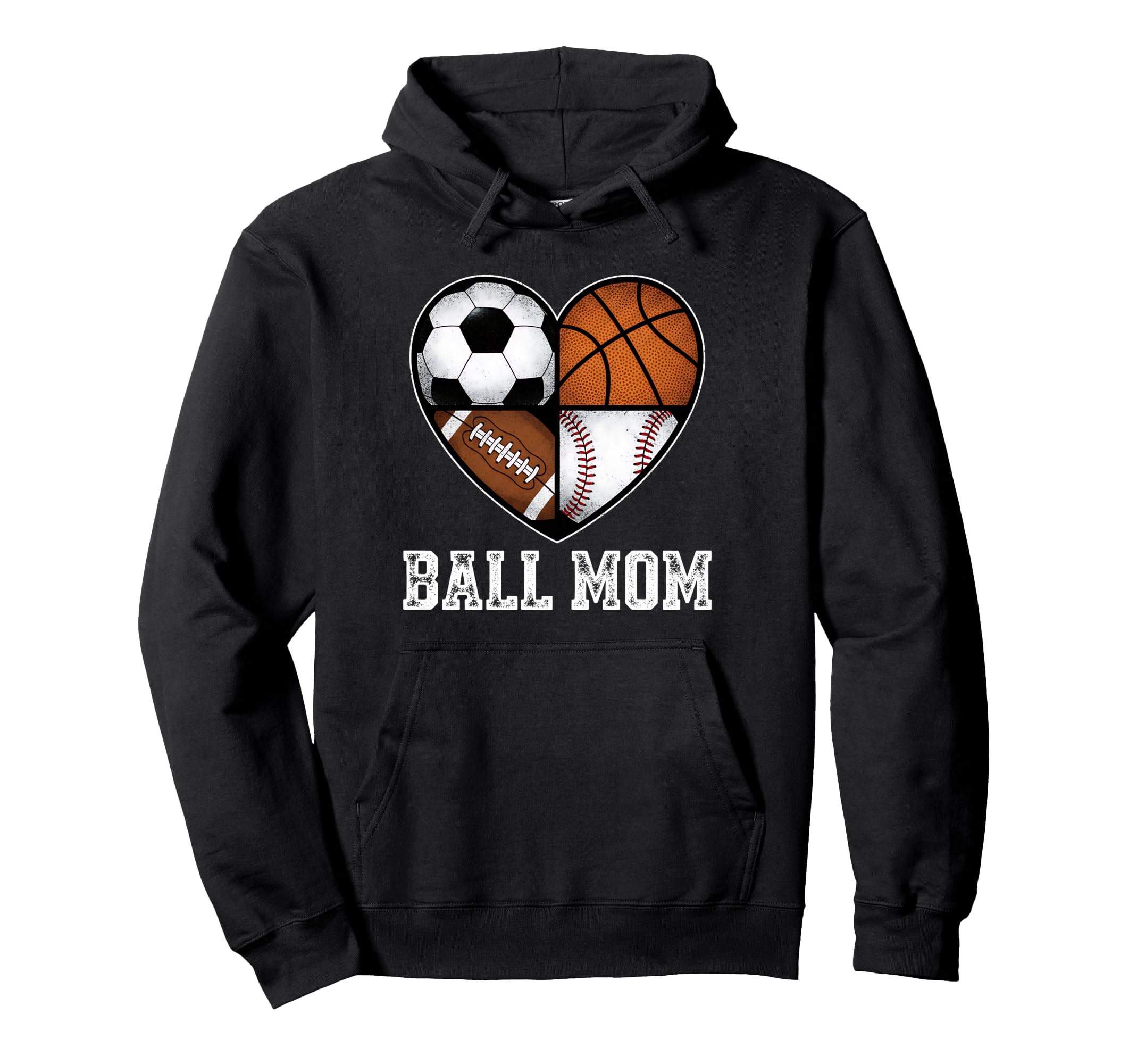 Mom Both Heart Soccer Baseball Hoodie - Casual Everyday Wear for Adults - T-Shirt, Sweatshirt, Hoodie