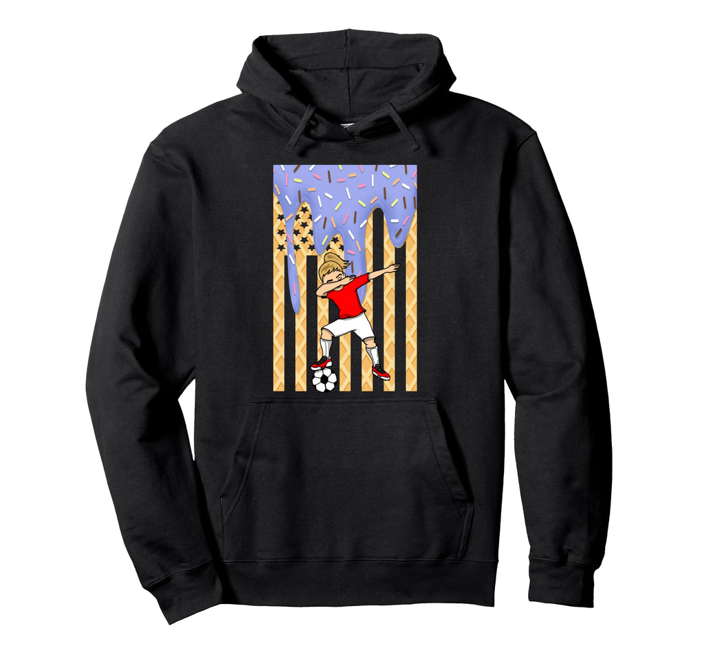 Soccer Usa Flag Soccer Dabbing Dab Ice Hoodie - Trendy Graphic Unisex - T-Shirt, Sweatshirt, Hoodie