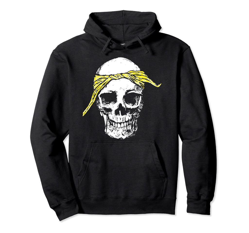 Hiphop Skull Yellow Do Rag Bandana Hoodie - Casual Everyday Wear Unisex - T-Shirt, Sweatshirt, Hoodie
