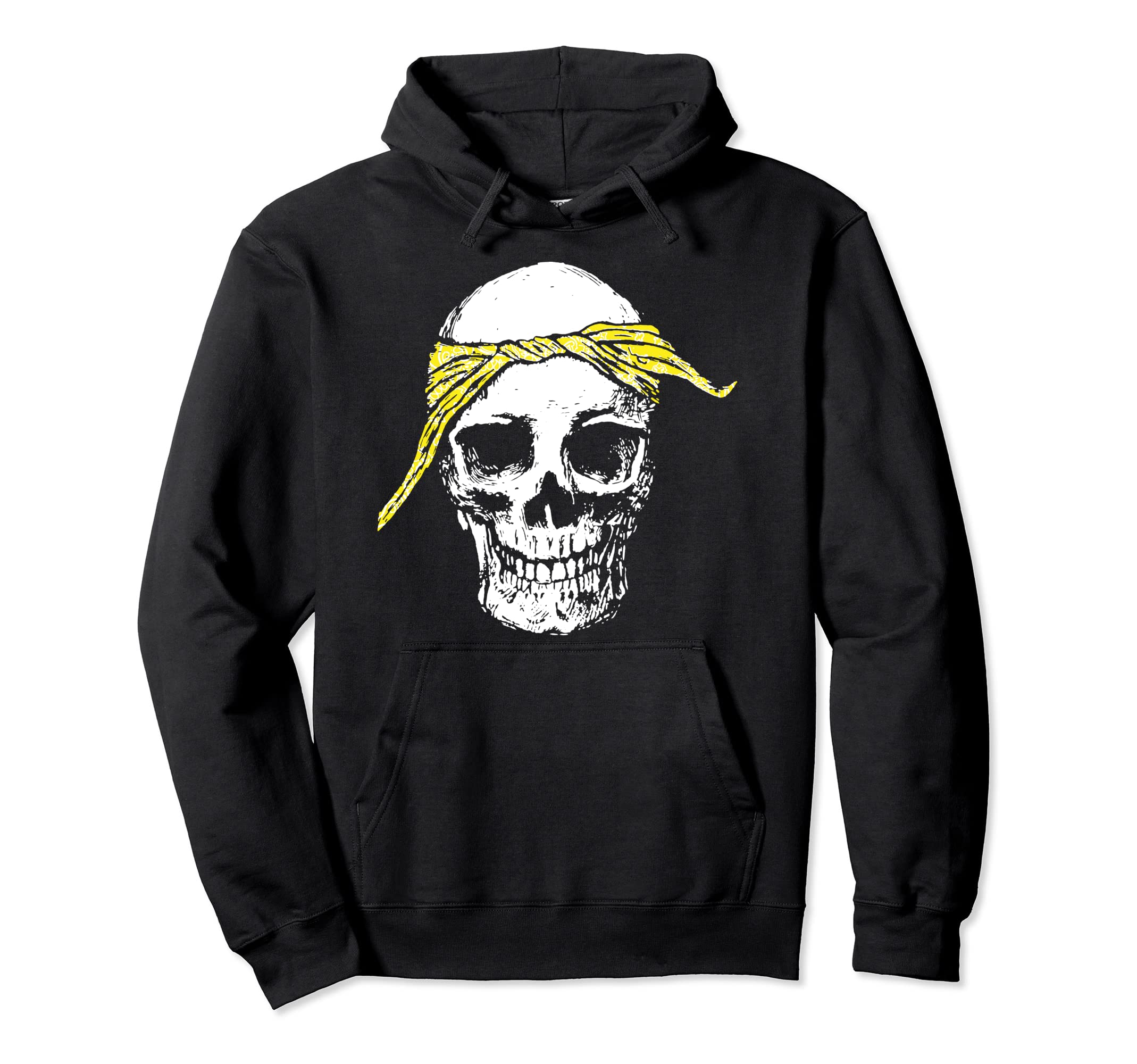 Hiphop Skull Yellow Do Rag Bandana Hoodie - Casual Everyday Wear Unisex - T-Shirt, Sweatshirt, Hoodie