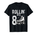 Rollin Into 8Th Birthday Roller Skate T-Shirt - Graphic Print Unisex - T-Shirt, Sweatshirt, Hoodie