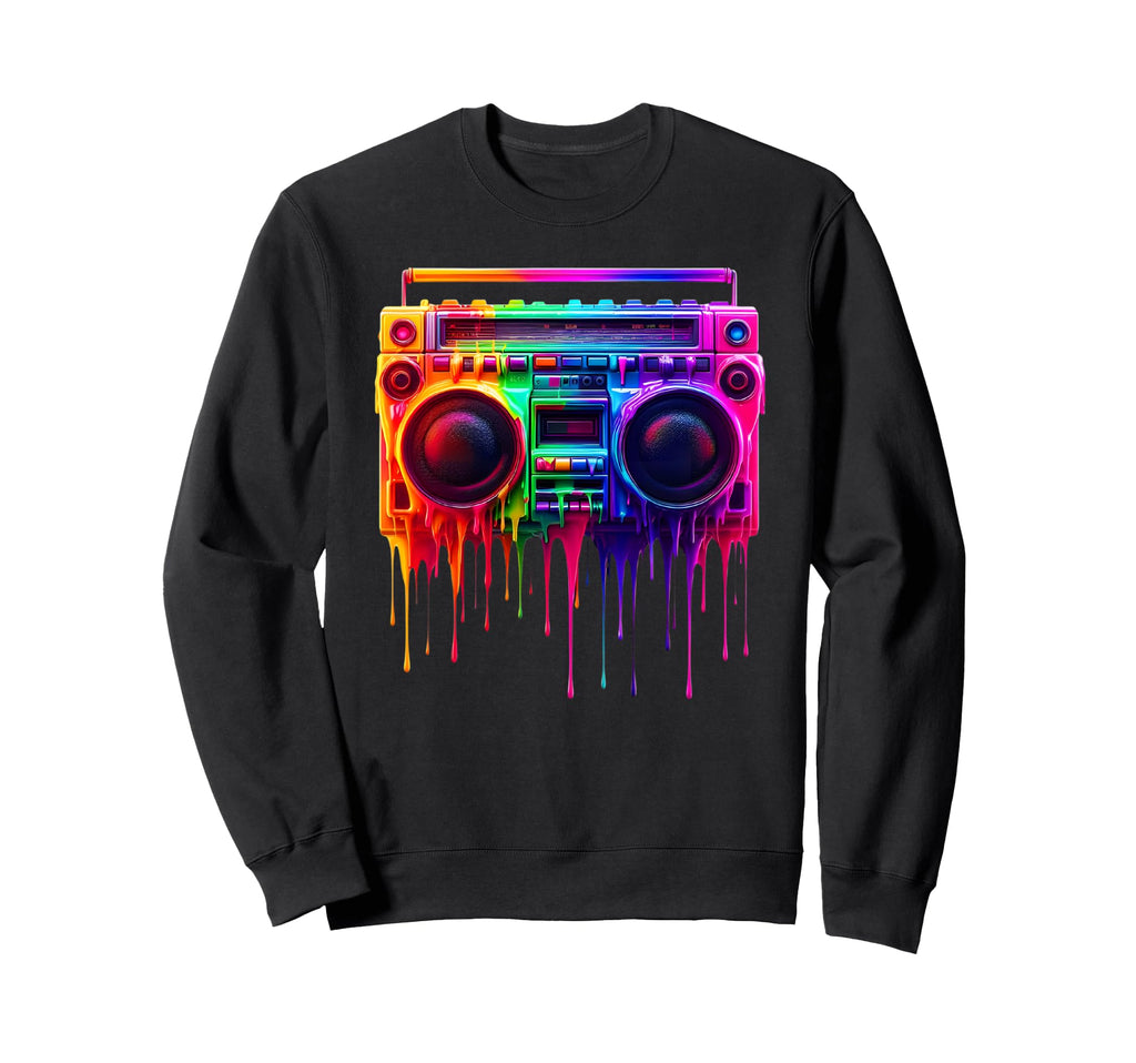 Dripping Paint Boombox Old School Sweatshirt - Unique Graphic for Adults - T-Shirt, Sweatshirt, Hoodie