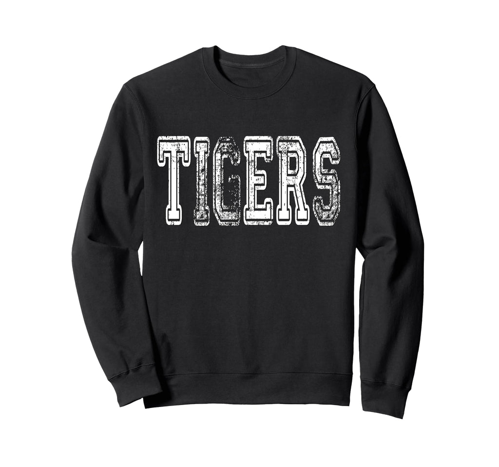Tigers Mascot Distressed Sweatshirt - Casual Everyday Wear for Adults - T-Shirt, Sweatshirt, Hoodie