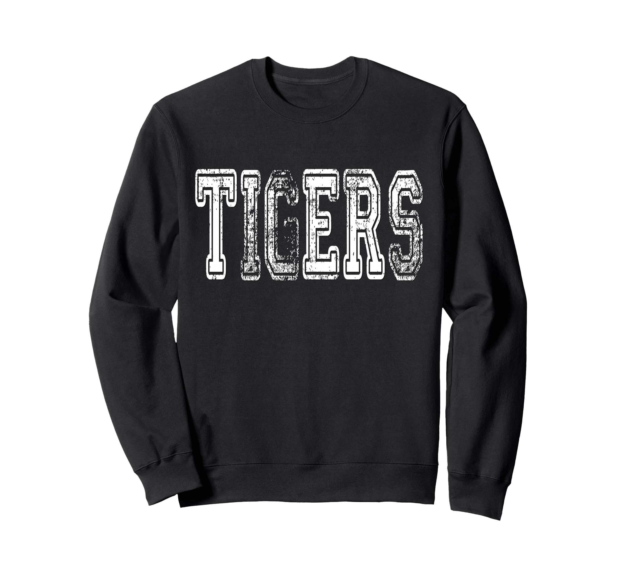 Tigers Mascot Distressed Sweatshirt - Casual Everyday Wear for Adults - T-Shirt, Sweatshirt, Hoodie
