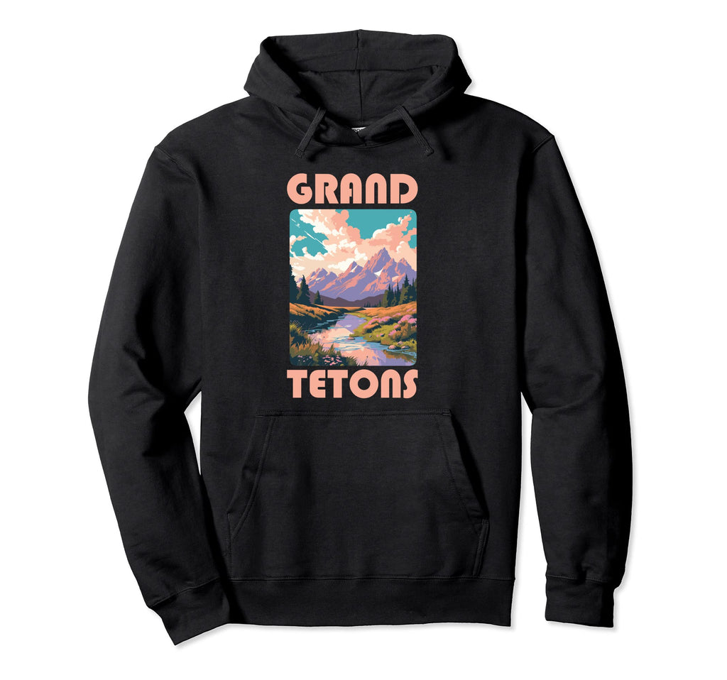 70S Pastel Grand Tetons National Park Hoodie - Unique Graphic Unisex - T-Shirt, Sweatshirt, Hoodie