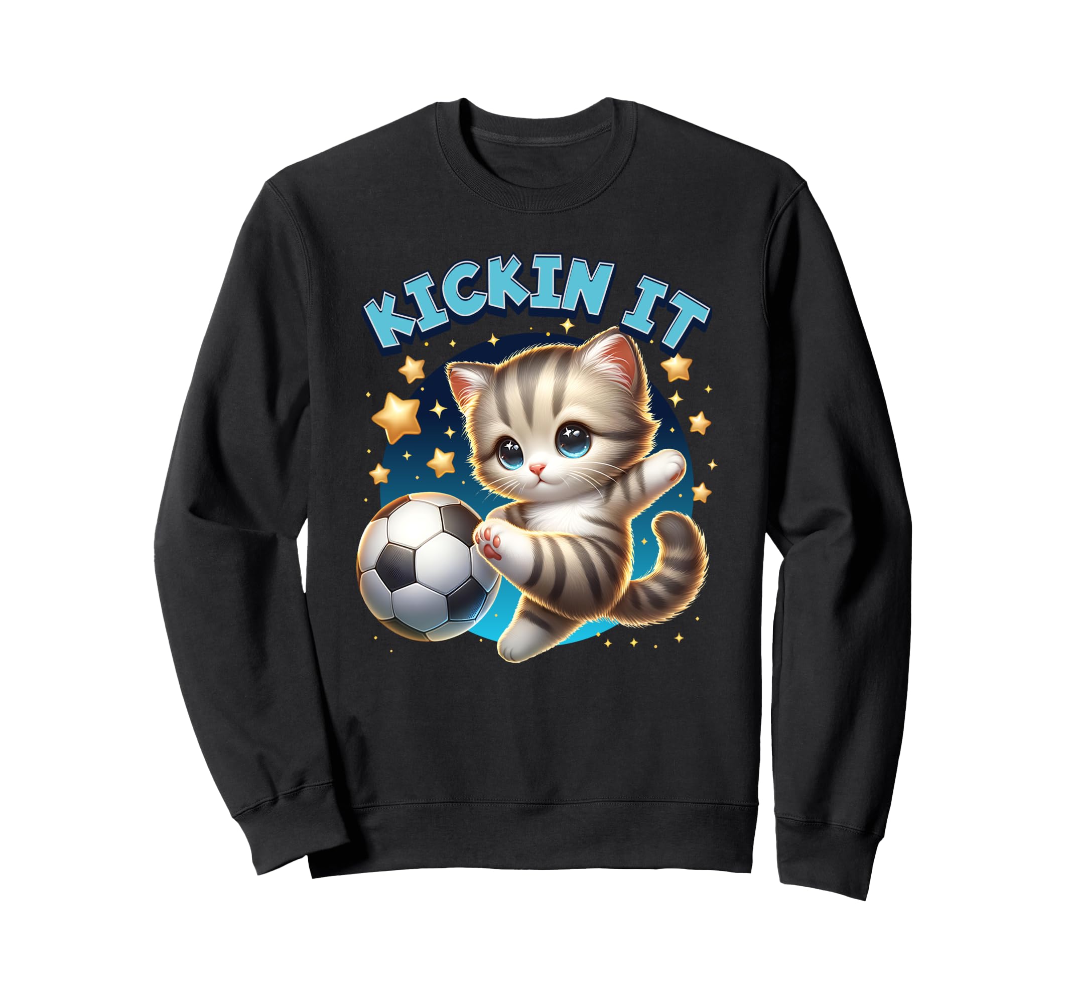 Kickin It Soccer Player Kitten Cat Sweatshirt - Novelty Apparel Men Women - T-Shirt, Sweatshirt, Hoodie