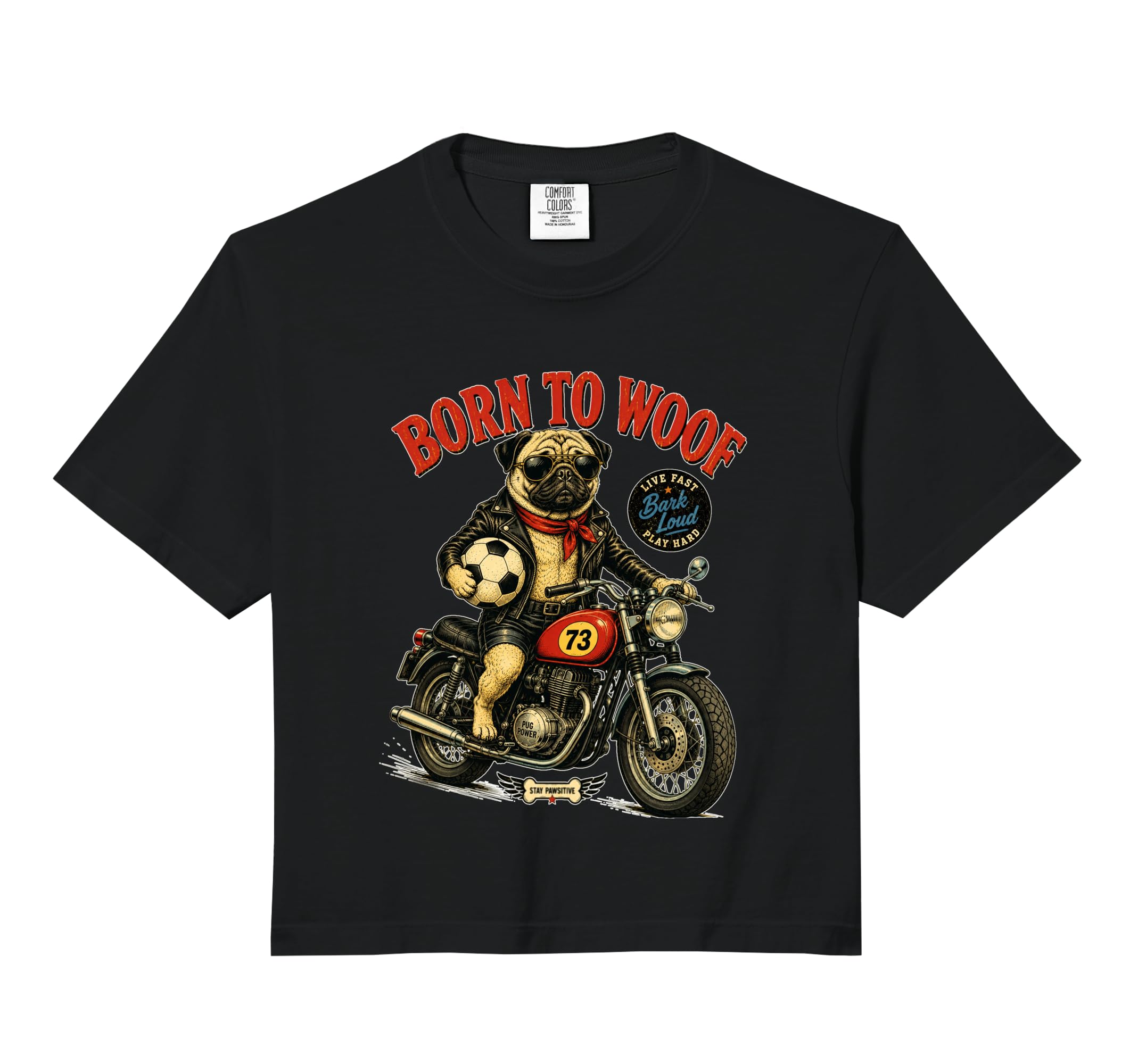 Pug Dog Motorbike Love Footbal Soccer Sweatshirt - Graphic Print Unisex - T-Shirt, Sweatshirt, Hoodie