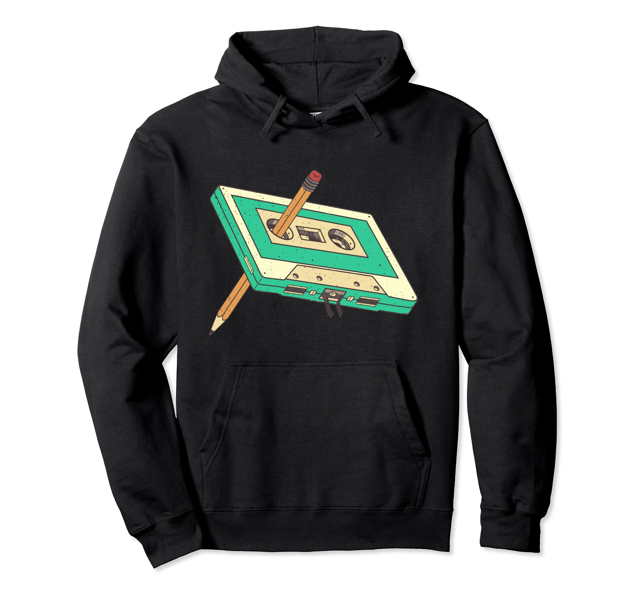 Funny 80S 90S Cassette Pencil Rewind Hoodie - Streetwear Style for Adults - T-Shirt, Sweatshirt, Hoodie