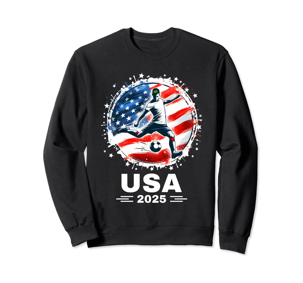 American Flag Soccer Soccer 2025 Sweatshirt - Novelty Apparel Unisex - T-Shirt, Sweatshirt, Hoodie