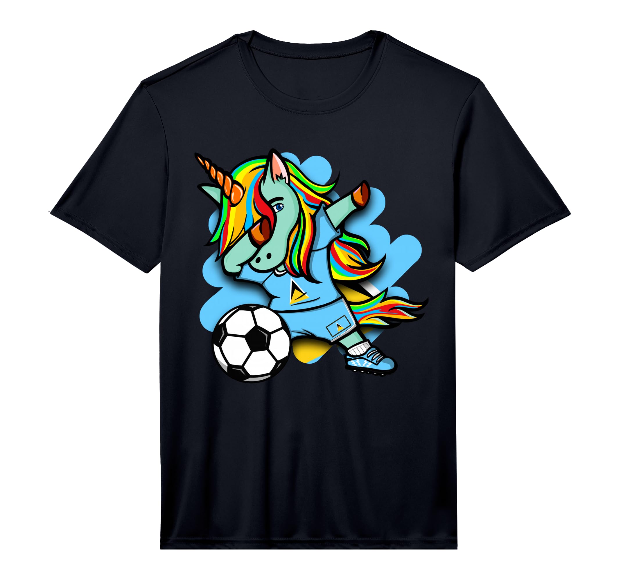 Dabbing Unicorn Saint Lucia Soccer T-Shirt - Unique Graphic Men Women - T-Shirt, Sweatshirt, Hoodie