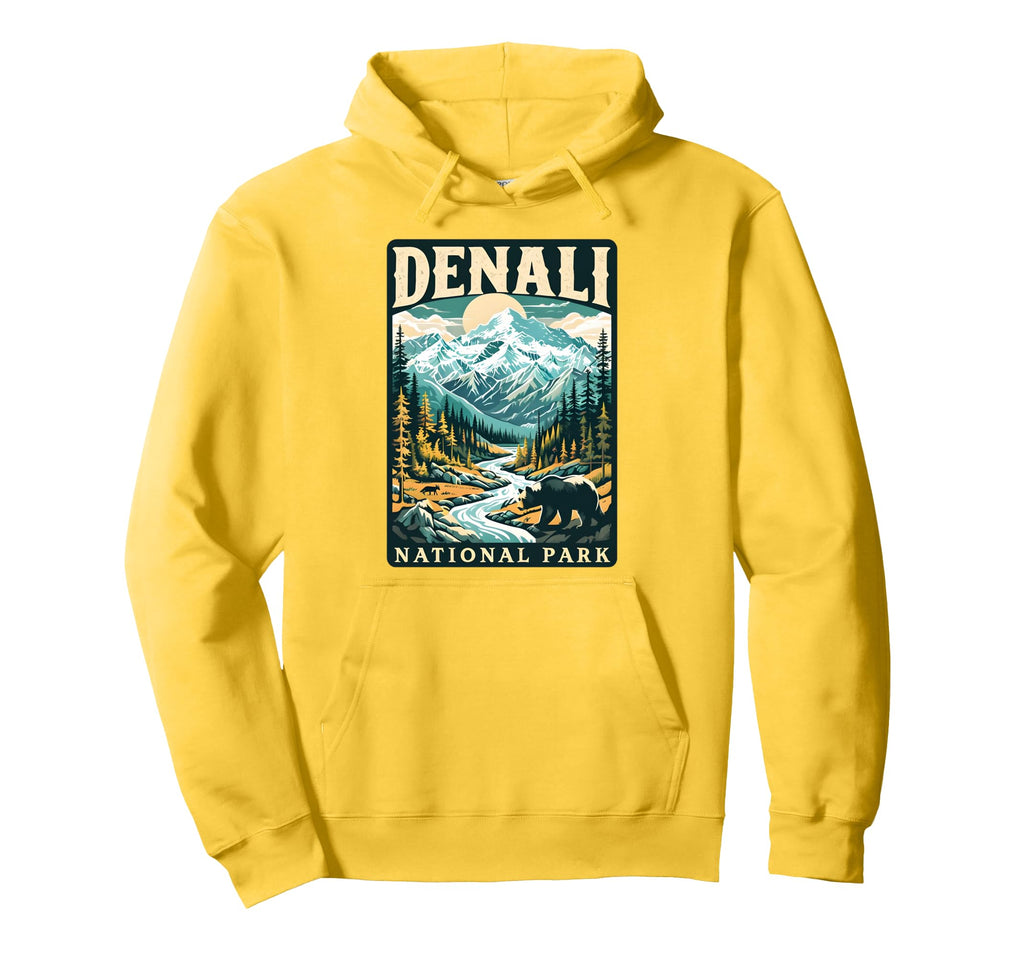 Mount Denali National Park Hoodie - Minimalist Print Men Women - T-Shirt, Sweatshirt, Hoodie