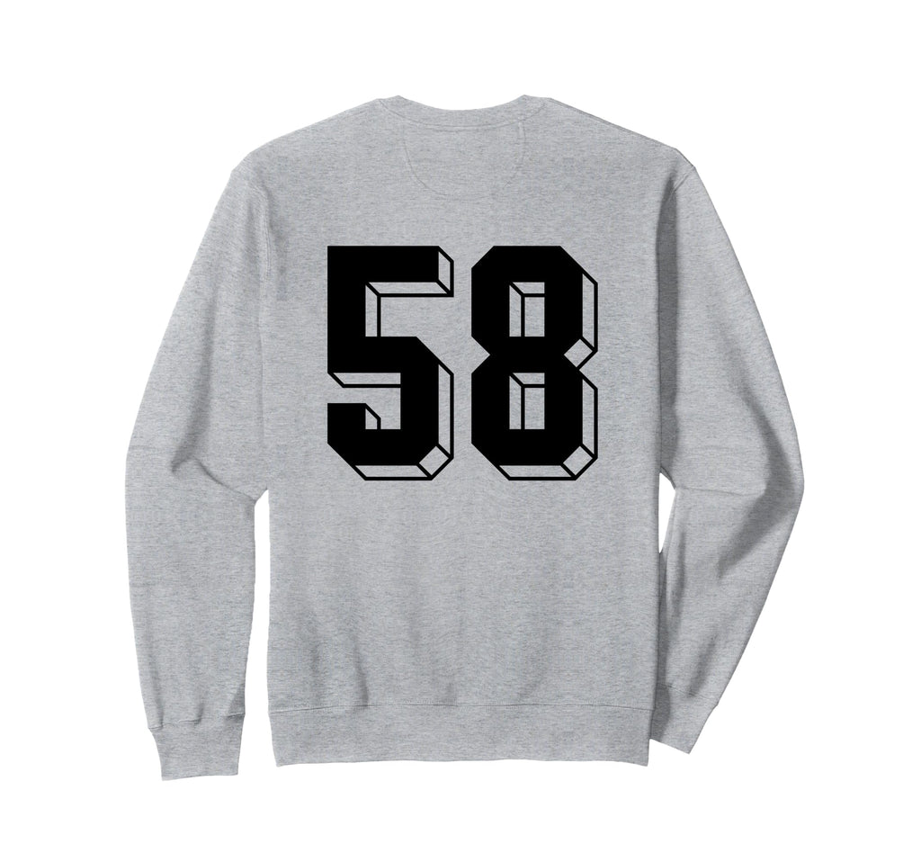 Number 58 Backside 80S 90S Team Jersey Sweatshirt - Unique Graphic Unisex - T-Shirt, Sweatshirt, Hoodie