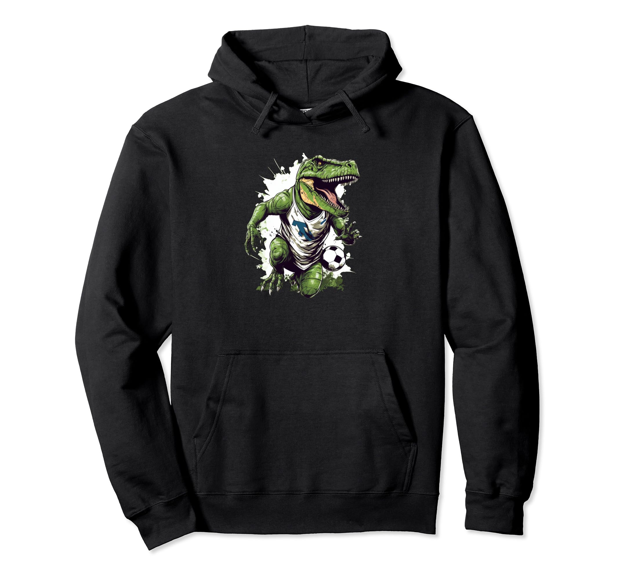 Funny Dinosaur Loves Playing Soccer Hoodie - Novelty Apparel for Adults - T-Shirt, Sweatshirt, Hoodie