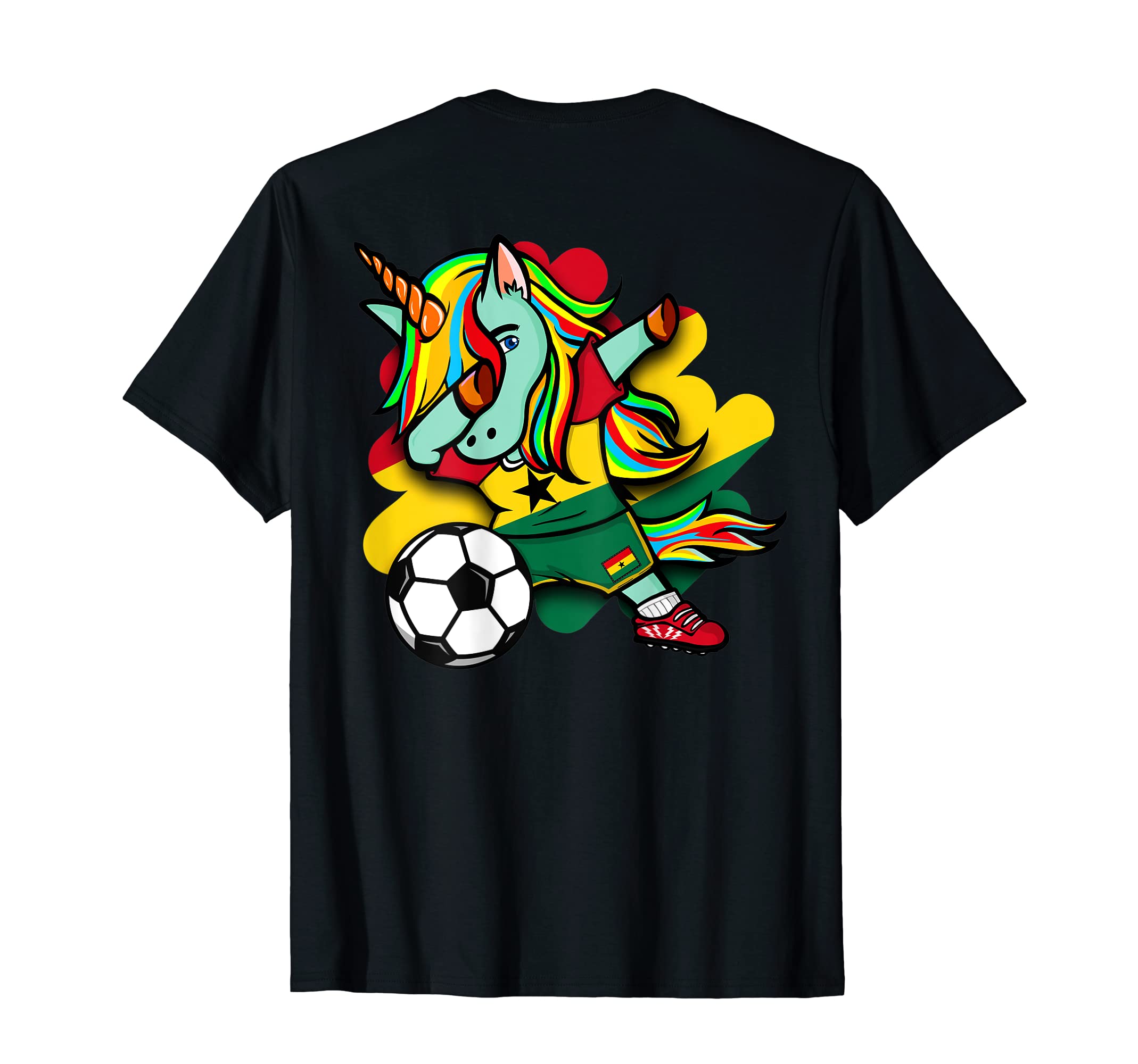Dabbing Unicorn Ghana Soccer Fans Jersey T-Shirt - Graphic Print Unisex - T-Shirt, Sweatshirt, Hoodie
