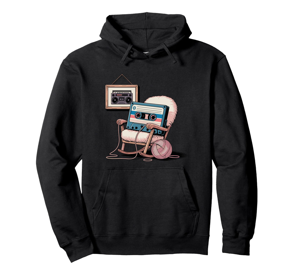 Funny Old Cassette Tape Cartoon Hoodie - Streetwear Style for Adults - T-Shirt, Sweatshirt, Hoodie