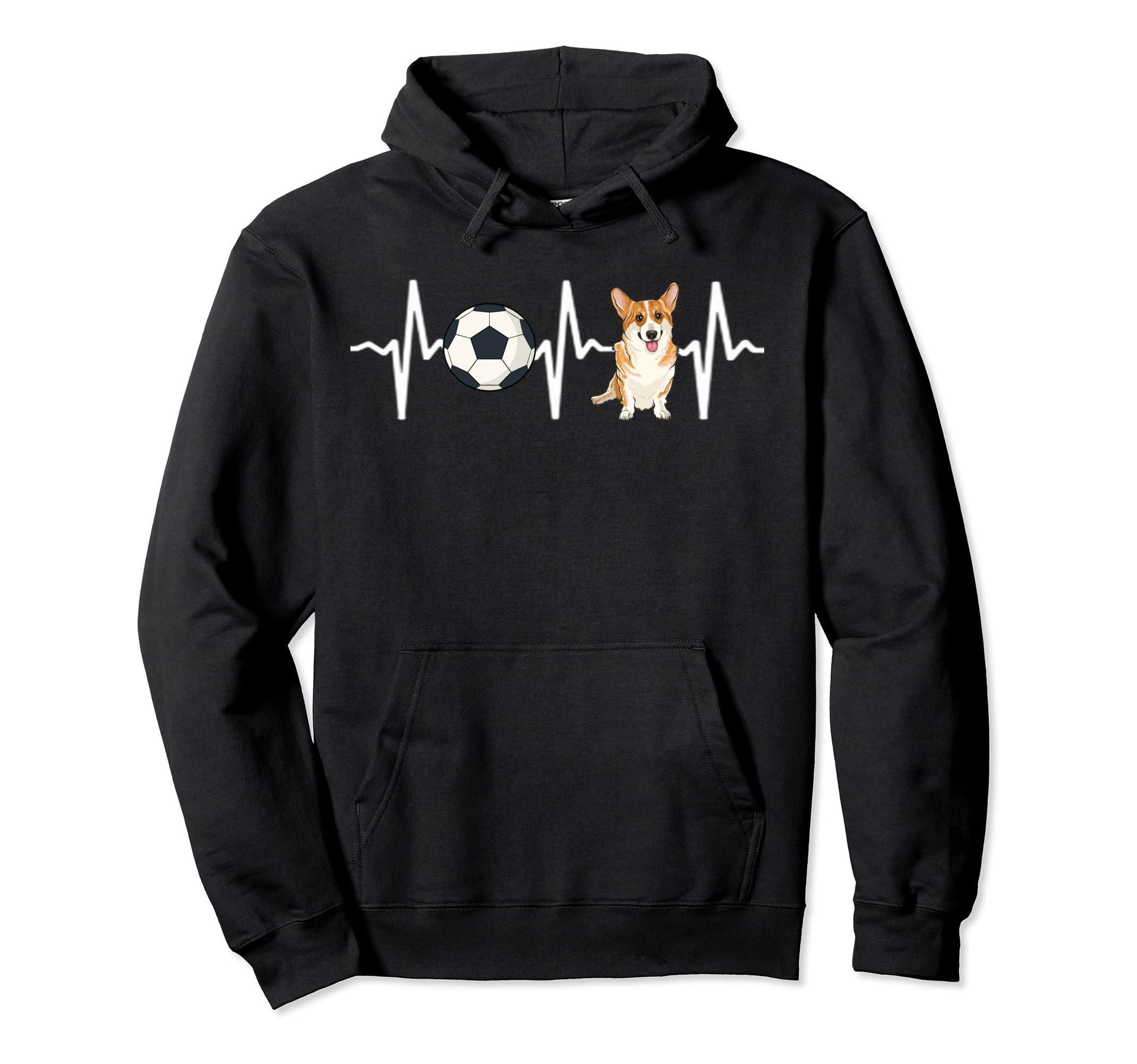 Soccer Pembroke Welsh Corgi Heartbeat Hoodie - Unique Graphic Men Women - T-Shirt, Sweatshirt, Hoodie
