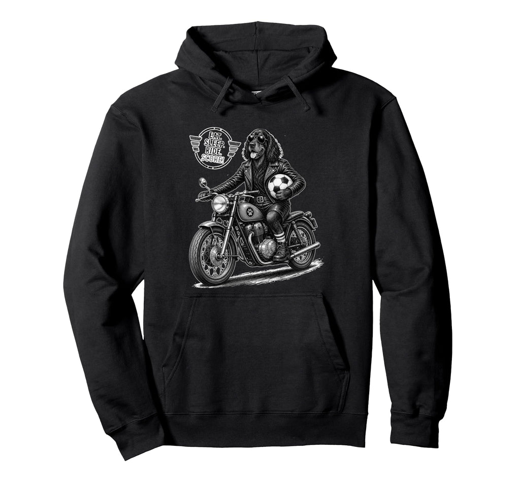 Gordon Setter Motorbike Love Footbal Hoodie - Streetwear Style for Adults - T-Shirt, Sweatshirt, Hoodie