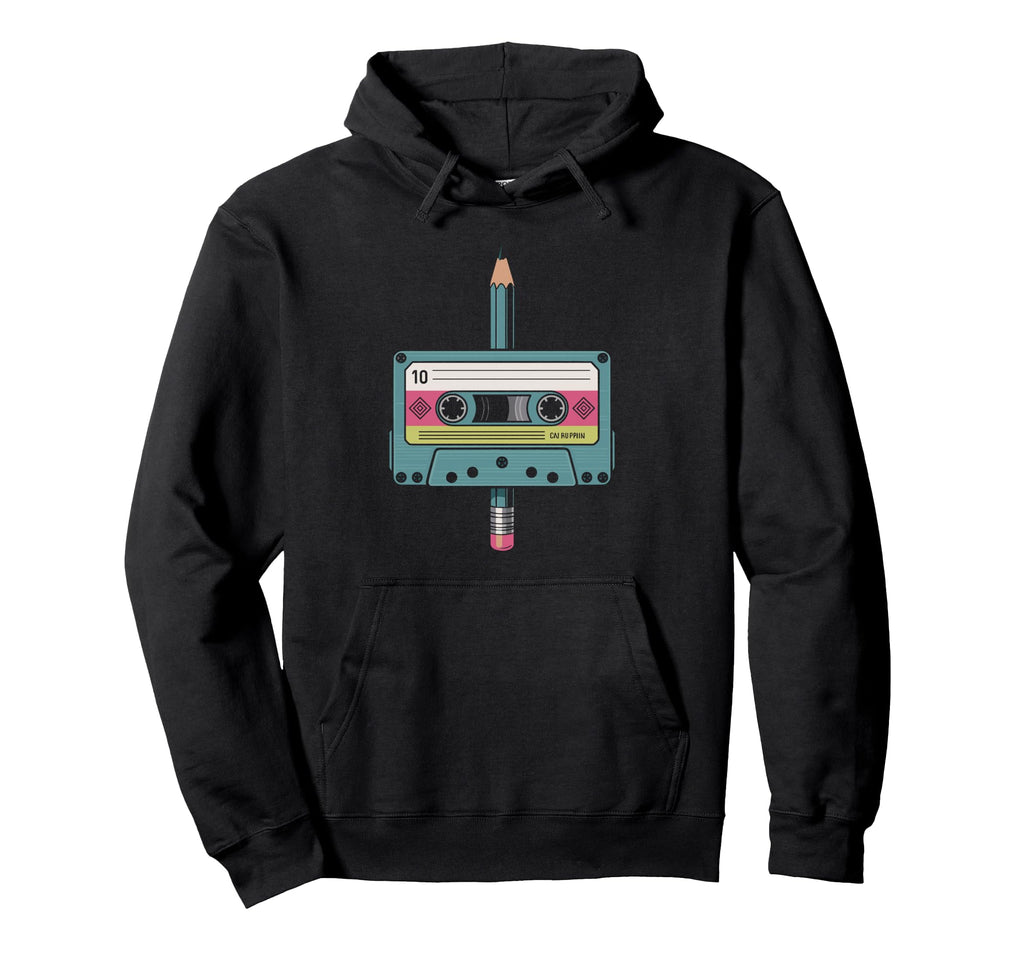 Cassette Pencil Rewind Heart Tape Hoodie - Novelty Apparel Unisex - T-Shirt, Sweatshirt, Hoodie