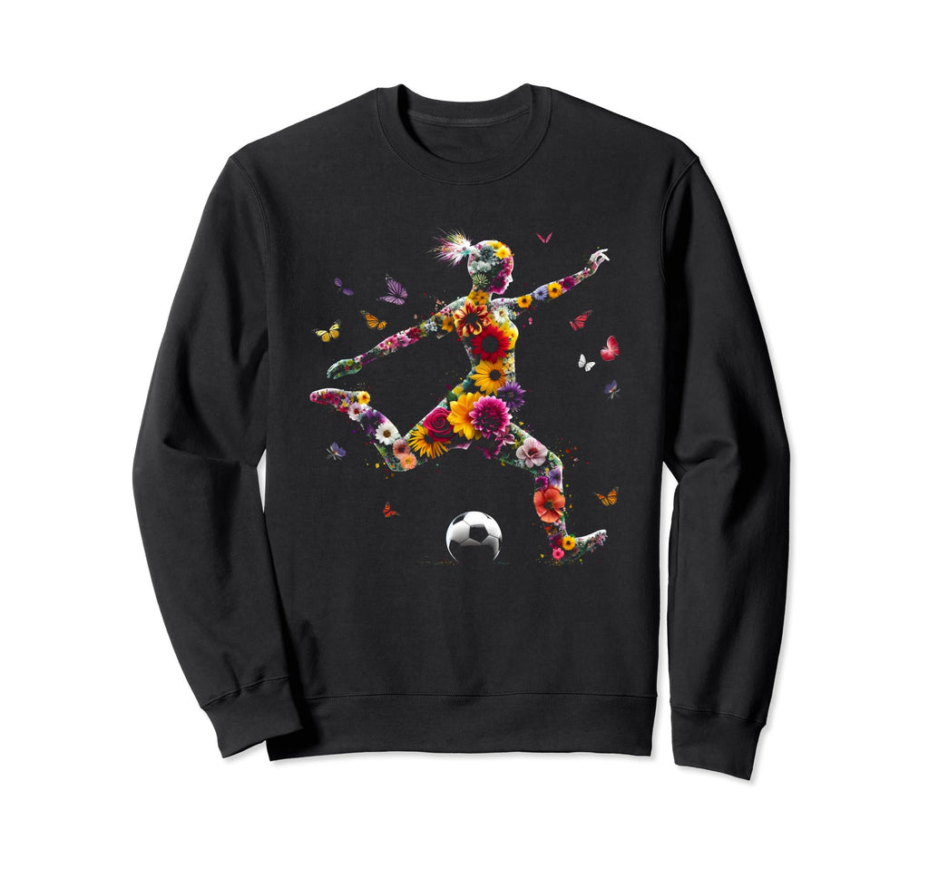 Female Soccer Player Floral Soccer Sweatshirt - Graphic Print Unisex - T-Shirt, Sweatshirt, Hoodie
