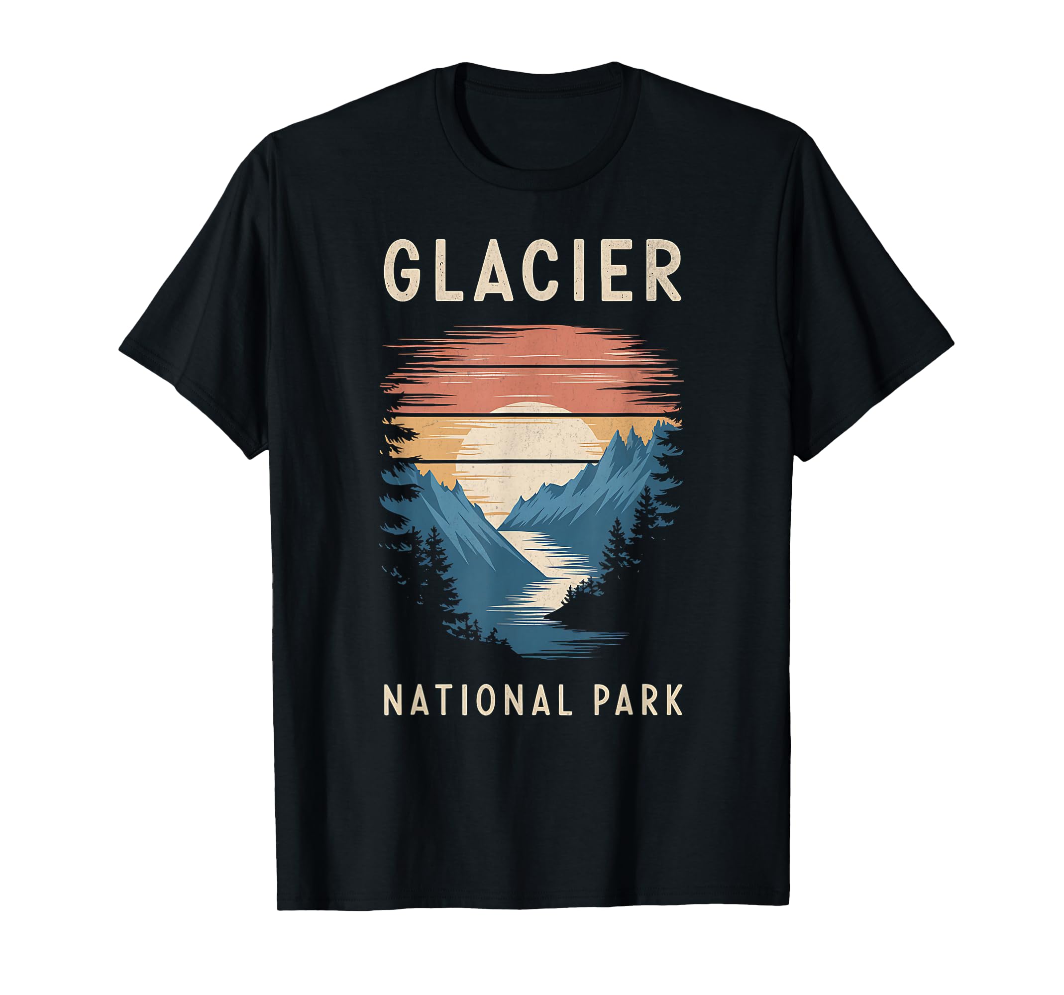 Sunset Glacier National Park Scenic T-Shirt - Custom Art Print Men Women - T-Shirt, Sweatshirt, Hoodie