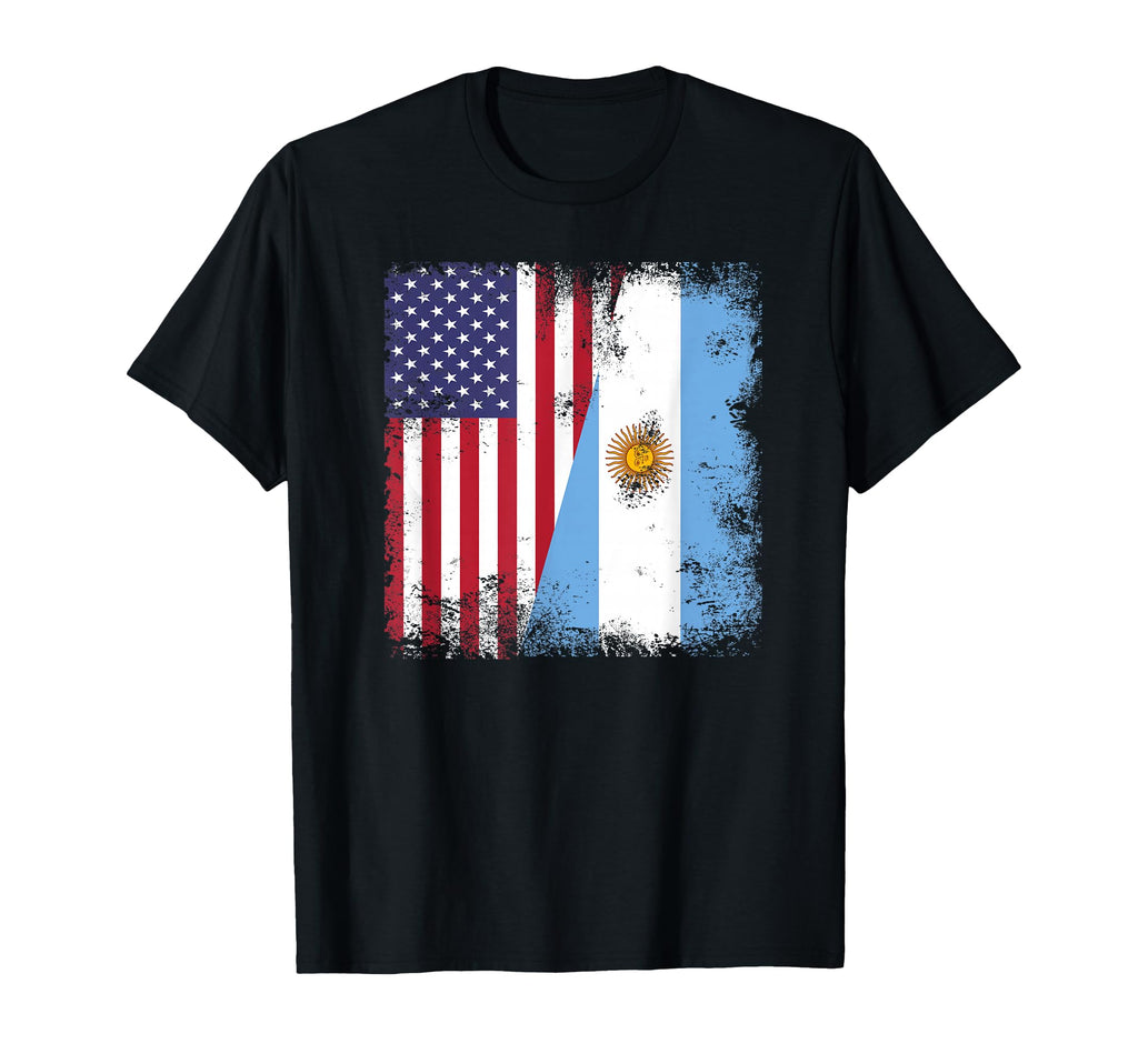 Half Argentinian Flag Argentina Usa T-Shirt - Streetwear Style Men Women - T-Shirt, Sweatshirt, Hoodie
