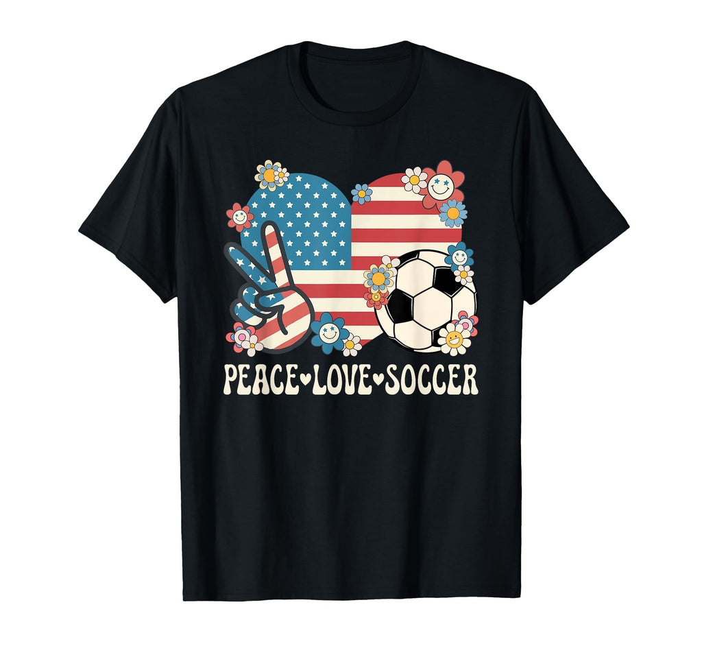 Peace Love Soccer Lover American Flag T-Shirt - Streetwear Style Unisex - T-Shirt, Sweatshirt, Hoodie