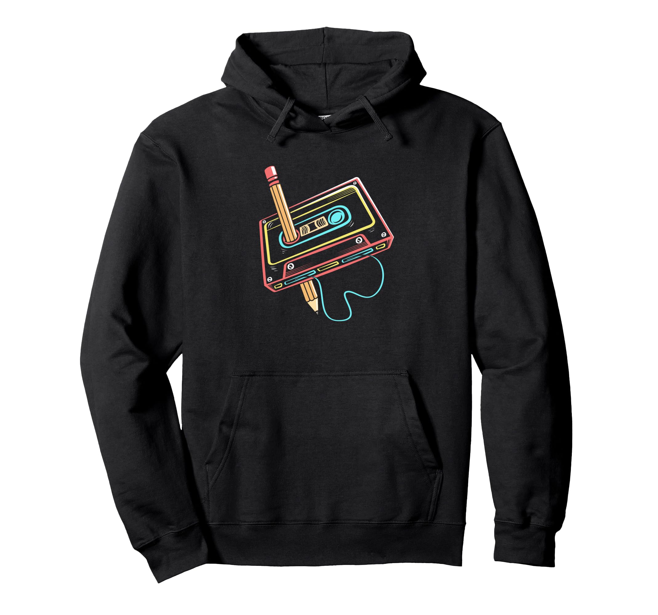 90S Cassette Tape Pencil Hoodie - Minimalist Print Men Women - T-Shirt, Sweatshirt, Hoodie