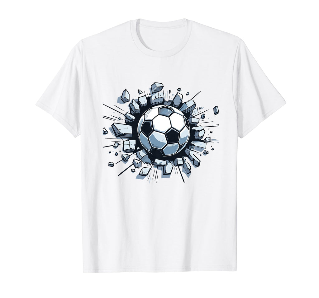 Soccer Ball Break Wall Soccer Sports T-Shirt - Graphic Print for Adults - T-Shirt, Sweatshirt, Hoodie