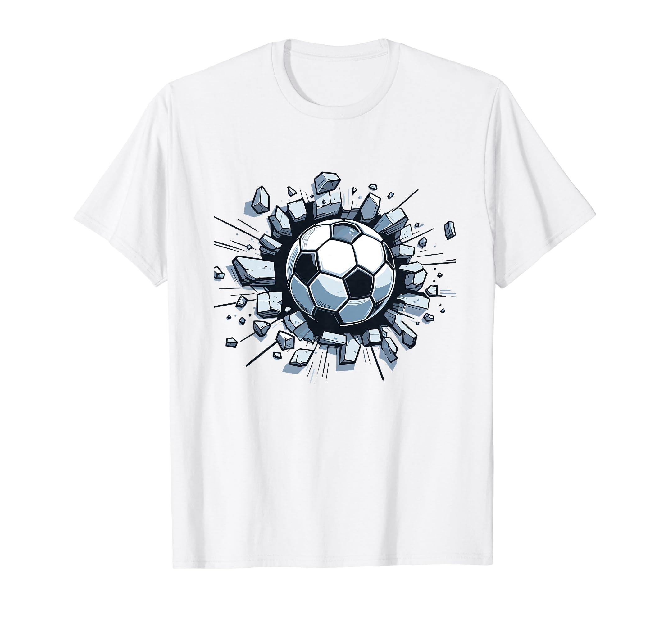 Soccer Ball Break Wall Soccer Sports T-Shirt - Graphic Print for Adults - T-Shirt, Sweatshirt, Hoodie