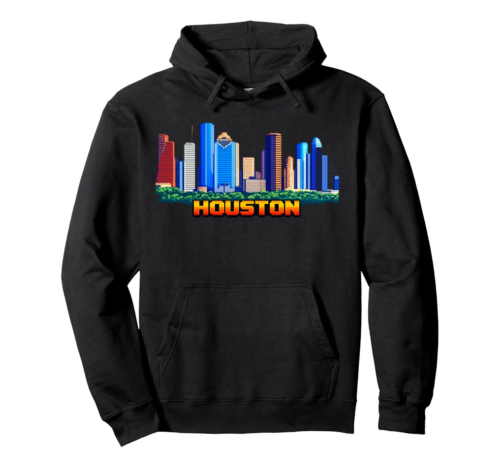 Houston 8 Bit Video Arcade Gamer Gaming Hoodie - Custom Art Print Unisex - T-Shirt, Sweatshirt, Hoodie