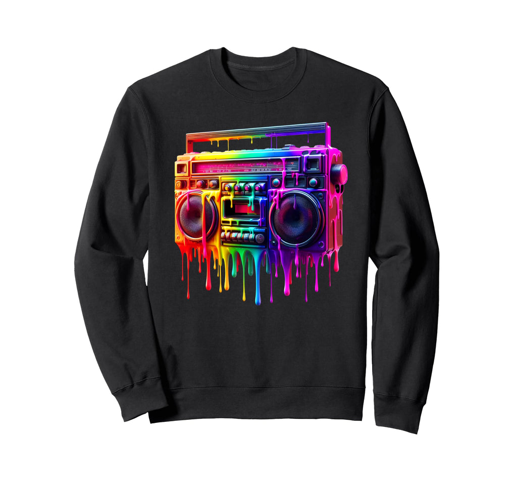 Dripping Paint Boombox Old School Sweatshirt - Minimalist Print Men Women - T-Shirt, Sweatshirt, Hoodie