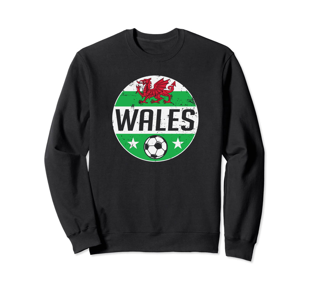 Wales Flag Soccer Welsh Team Sweatshirt - Fun Novelty Design for Adults - T-Shirt, Sweatshirt, Hoodie