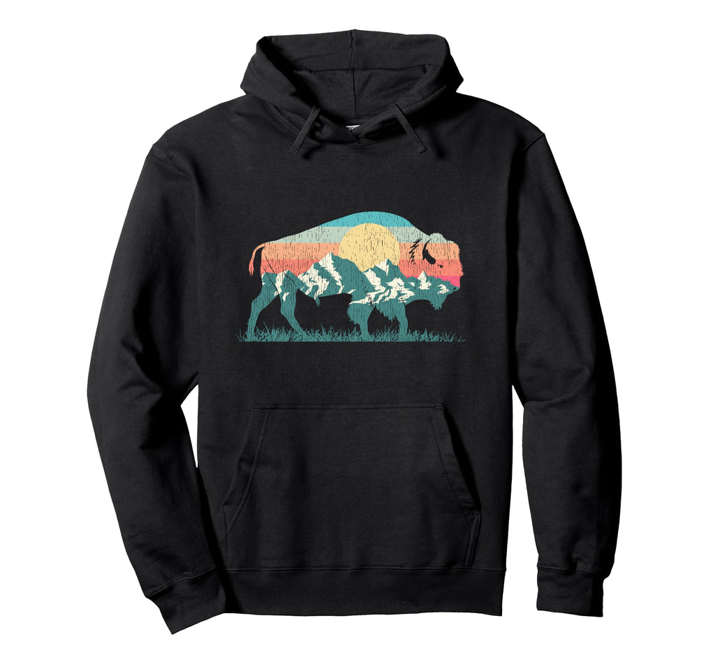 National Park Bison Landscape Buffalo Hoodie - Custom Art Print for Adults - T-Shirt, Sweatshirt, Hoodie