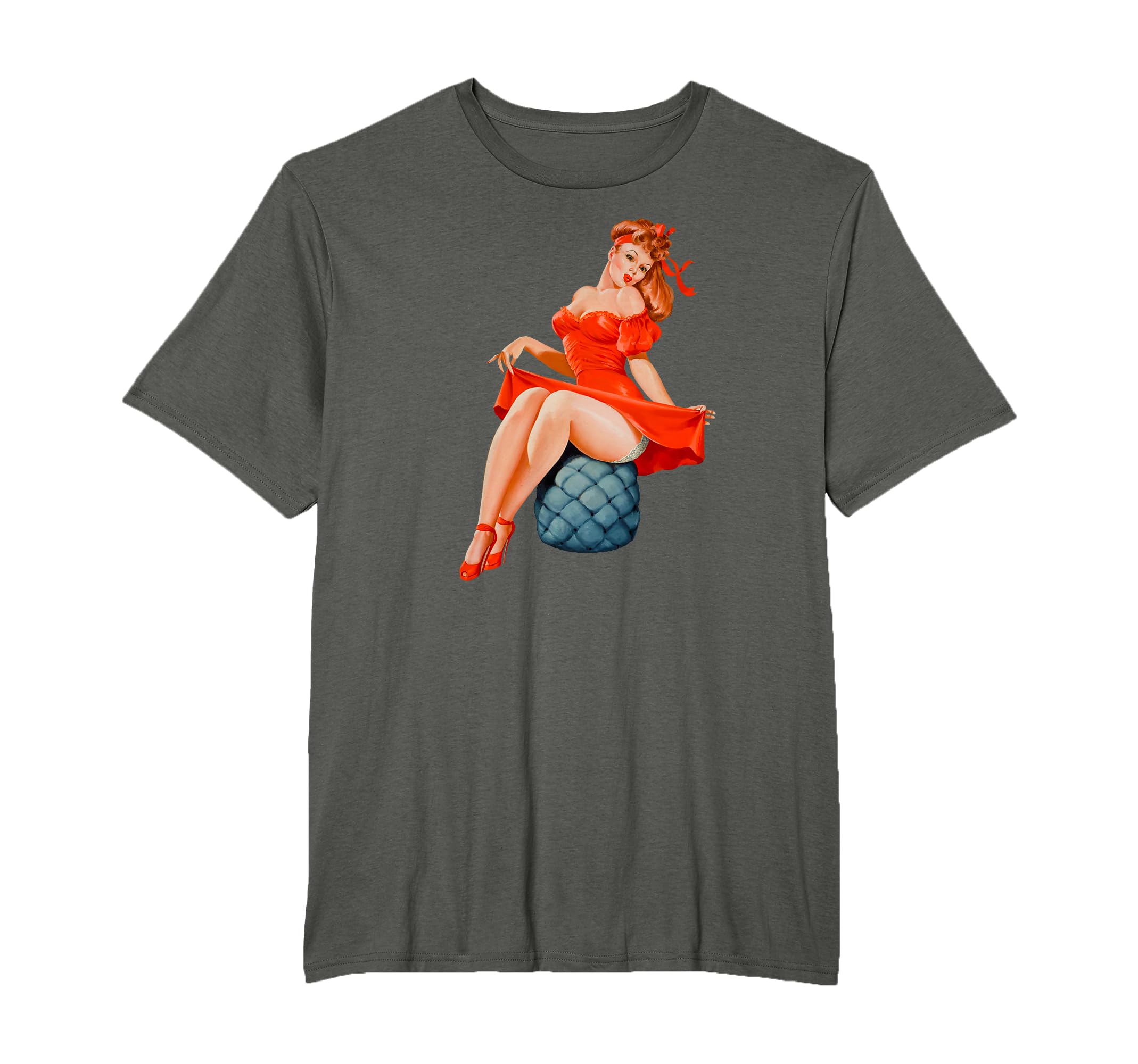 1940S Pin Up Hot Redhead Pinup T-Shirt - Custom Art Print for Adults - T-Shirt, Sweatshirt, Hoodie