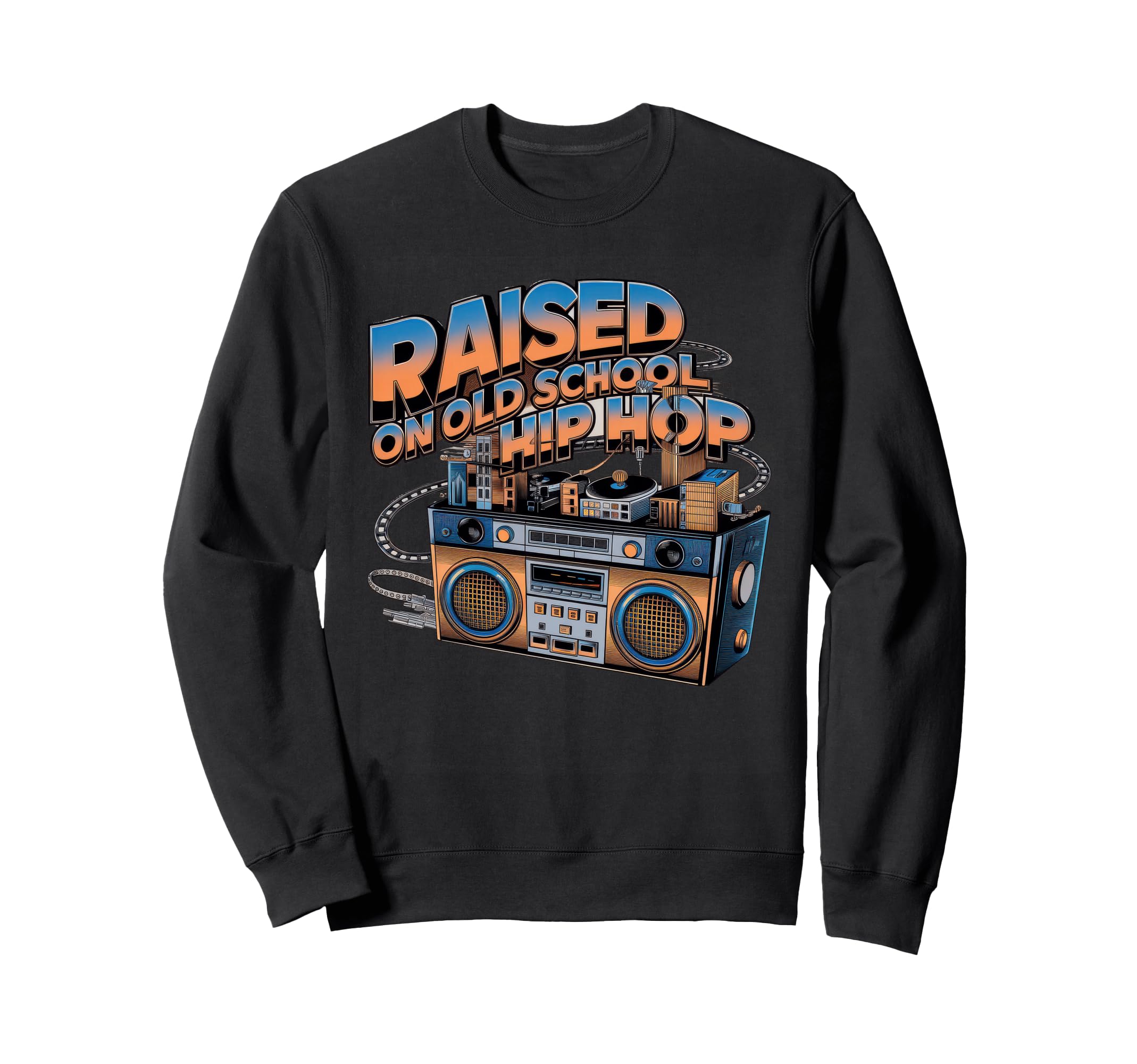 Raised Old School Hip Hop Cassette Sweatshirt - Aesthetic Graphic Unisex - T-Shirt, Sweatshirt, Hoodie