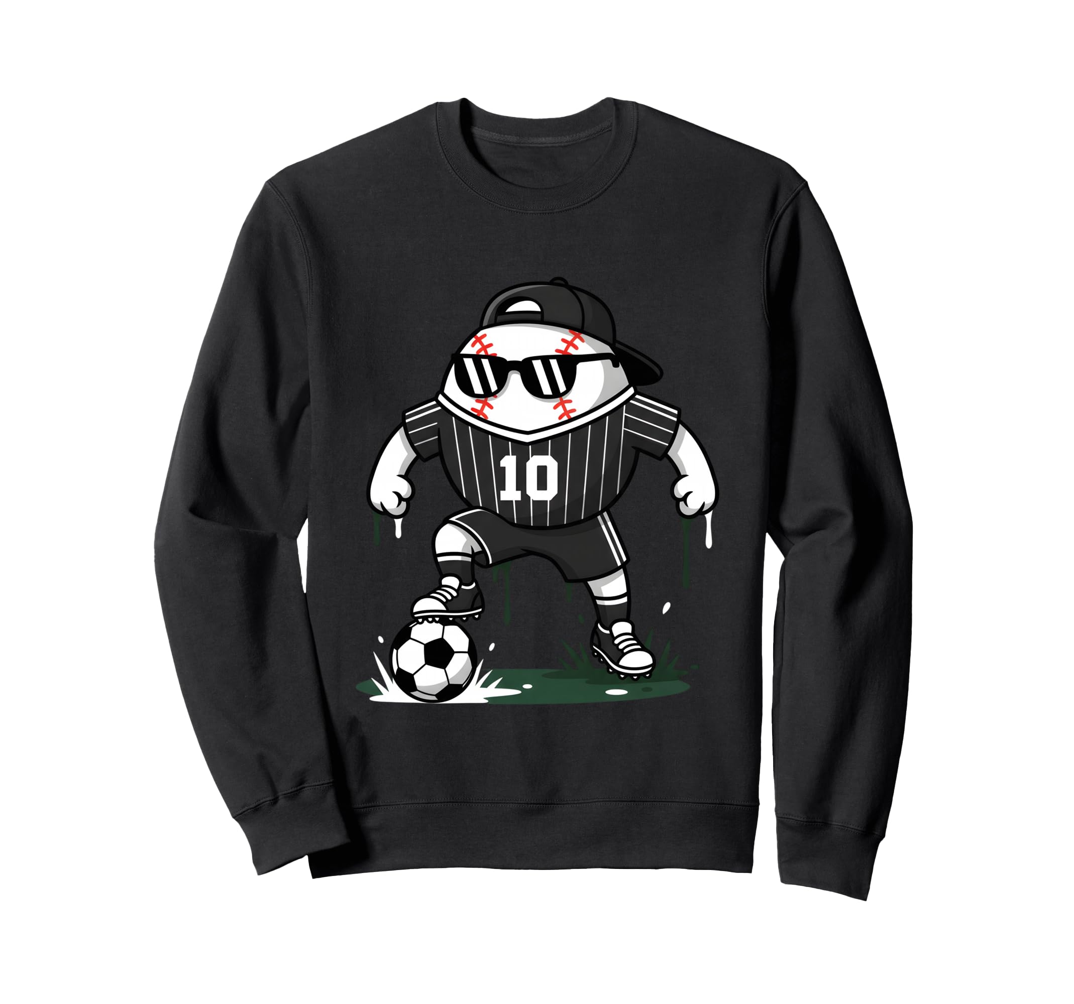 Baseball Soccer Player Sunglasses Sweatshirt - Graphic Print for Adults - T-Shirt, Sweatshirt, Hoodie