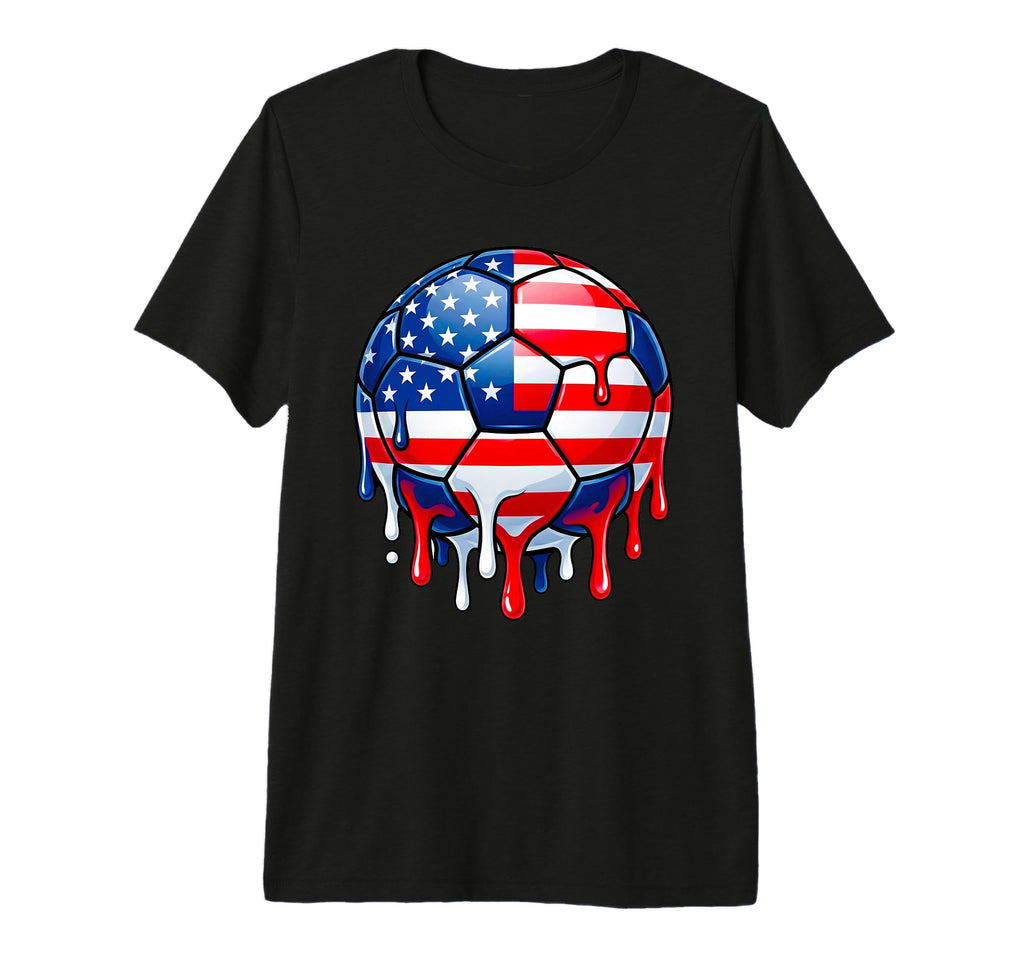 Patriotic Soccer Ball July Fourth Drip T-Shirt - Novelty Apparel Men Women - T-Shirt, Sweatshirt, Hoodie
