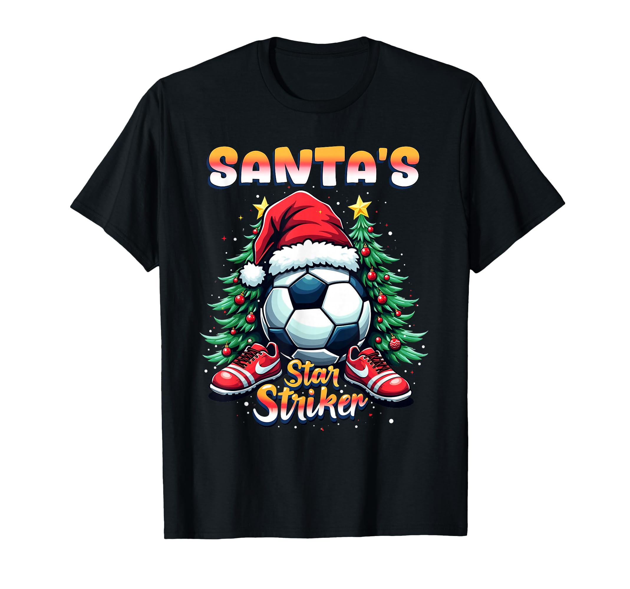 Santas Star Striker Funny Soccer T-Shirt - Custom Art Print for Adults - T-Shirt, Sweatshirt, Hoodie
