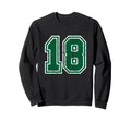 Number 18 Green Sport Varsity Sweatshirt - Minimalist Print Men Women - T-Shirt, Sweatshirt, Hoodie